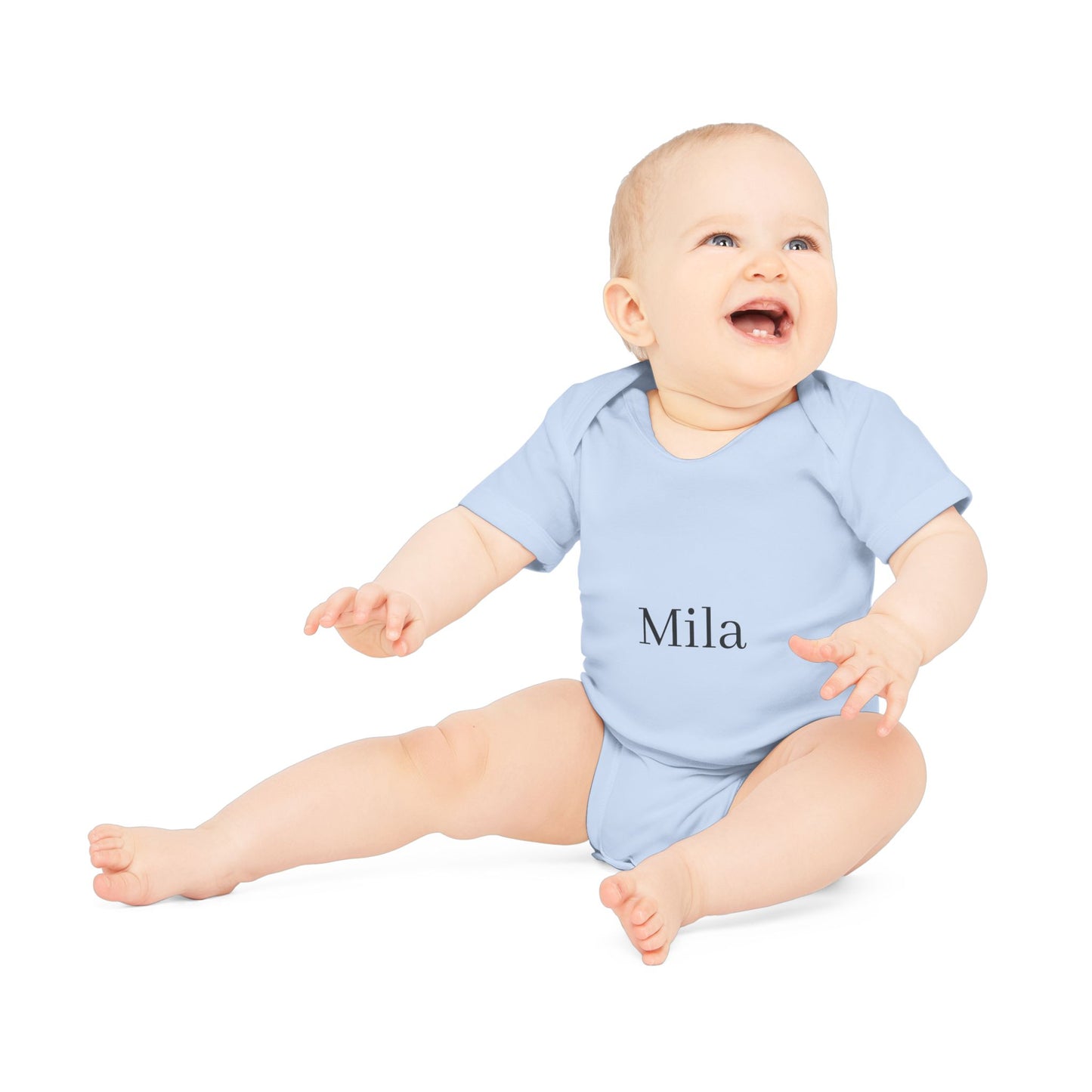 Personalisierter Baby-Body Langarm aus Bio-Baumwolle – mit Wunschname