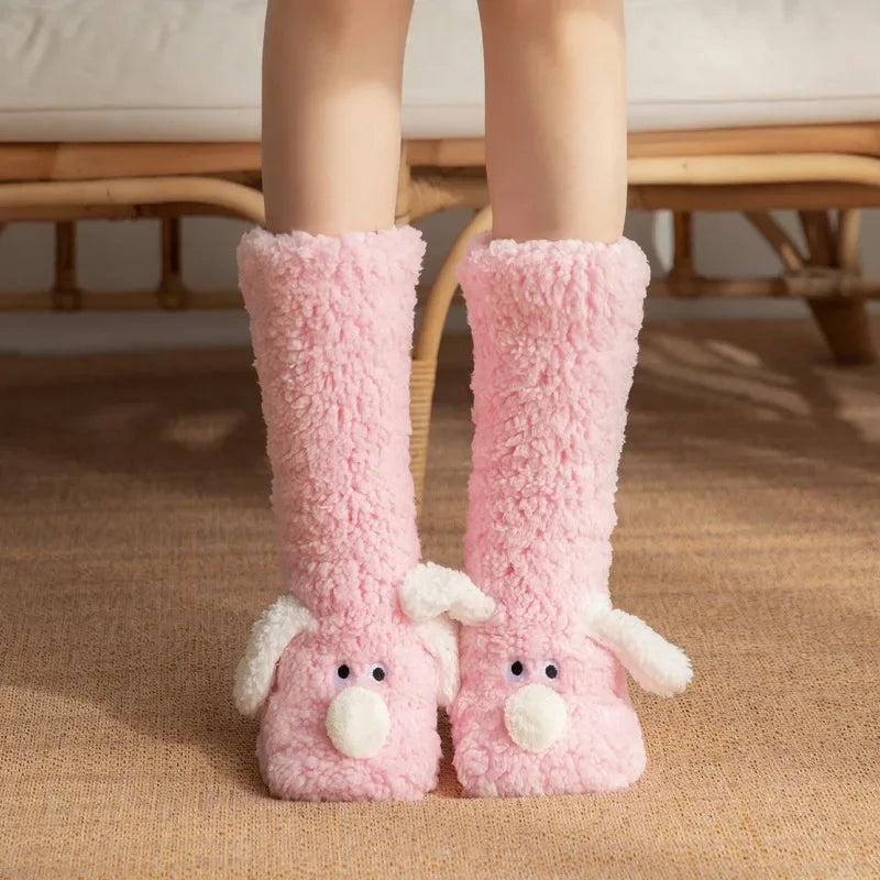 Kuschelige Lammsocken für Mädchen – Weiche, rutschfeste, warme Wintersocken mit Plüschfutter und niedlichem Design