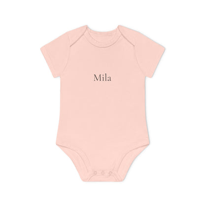 Personalisierter Baby-Body Kurzarm aus Bio-Baumwolle – mit Wunsc