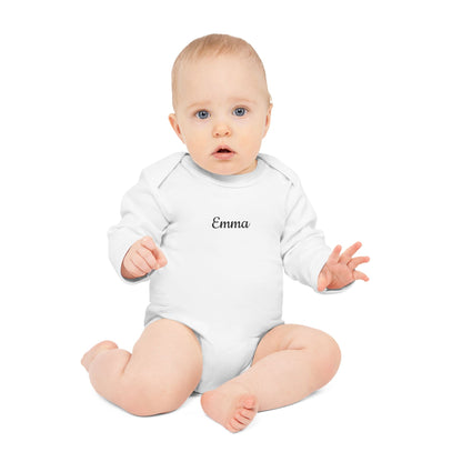 Personalisierter Bio-Baby-Langarmbody mit Wunschname