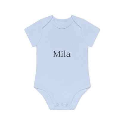 Personalisierter Baby-Body Langarm aus Bio-Baumwolle – mit Wunschname
