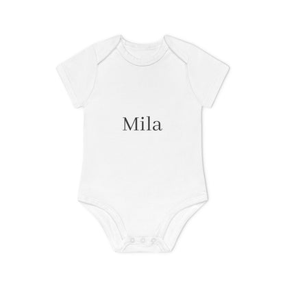Personalisierter Baby-Body Langarm aus Bio-Baumwolle – mit Wunschname