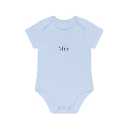 Personalisierter Baby-Body Kurzarm aus Bio-Baumwolle – mit Wunsc