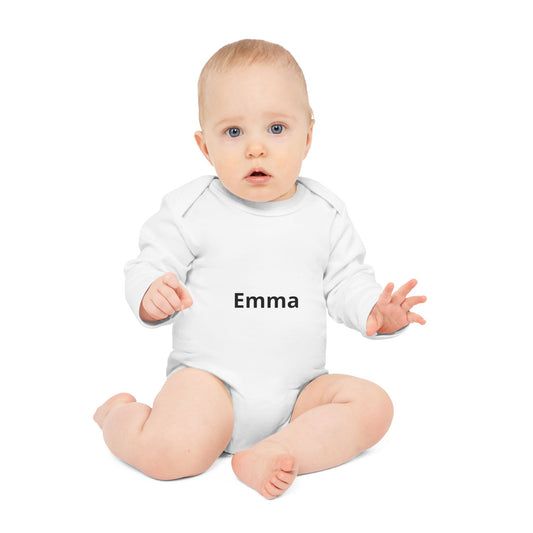 Personalisierter Baby-Body Langarm aus Bio-Baumwolle – mit Wunschname