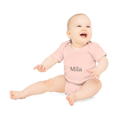 Personalisierter Baby-Body Langarm aus Bio-Baumwolle – mit Wunschname