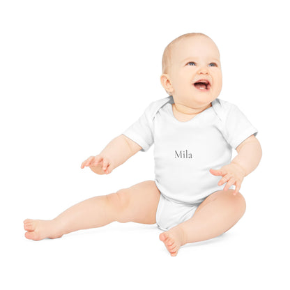 Personalisierter Baby-Body Kurzarm aus Bio-Baumwolle – mit Wunsc