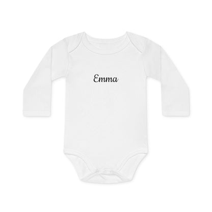 Personalisierter Bio-Baby-Langarmbody mit Wunschname
