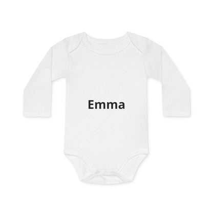 Personalisierter Baby-Body Langarm aus Bio-Baumwolle – mit Wunschname