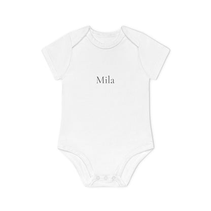 Personalisierter Baby-Body Kurzarm aus Bio-Baumwolle – mit Wunsc