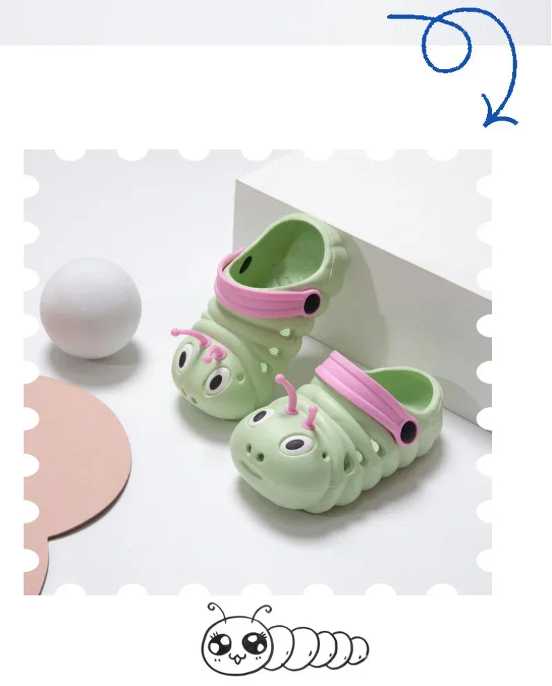 🐛 Kinder-Gartenschuhe – Niedliche Cartoon-Raupe