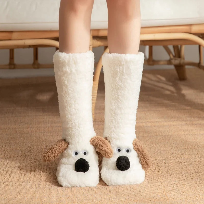 Kuschelige Lammsocken für Mädchen – Weiche, rutschfeste, warme Wintersocken mit Plüschfutter und niedlichem Design