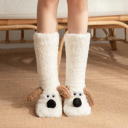 Kuschelige Lammsocken für Mädchen – Weiche, rutschfeste, warme Wintersocken mit Plüschfutter und niedlichem Design