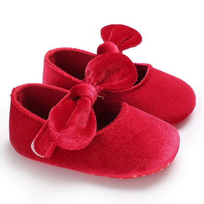 Mädchen-Babyschuhe für Frühling und Herbst, klassisch-modisch, mit süßer Schleife, Prinzessinnenschuhe mit rutschfester Gummisohle, bequemer