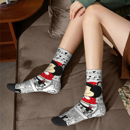 Lustige Socke mit ikonischem Hip-Hop-Motiv „Mafalda“ – Hochwertige, bedruckte Socken mit tollem Muster – Geschenkidee