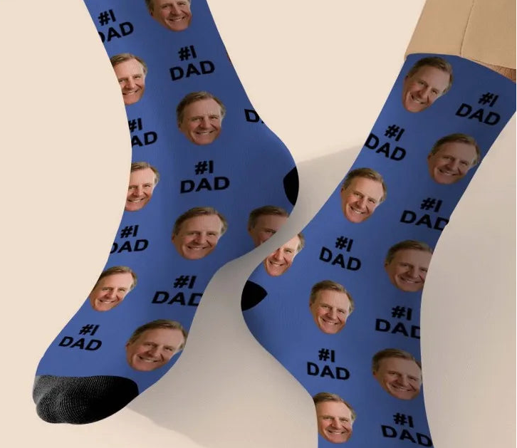 Custom Photo Fathers Day Socks Personalized Printed Socks Gift For Dad Birthday Anniversary Gift For Him