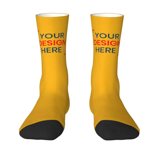 Custom Customize Logo Mens Crew Socks Unisex Fashion 3D Printing Your Design Here Dress Socks
