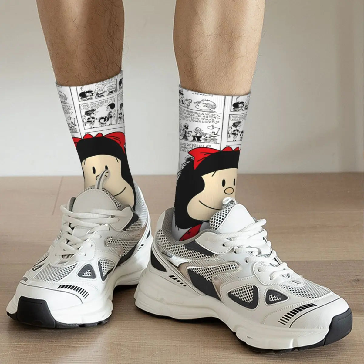Lustige Socke mit ikonischem Hip-Hop-Motiv „Mafalda“ – Hochwertige, bedruckte Socken mit tollem Muster – Geschenkidee