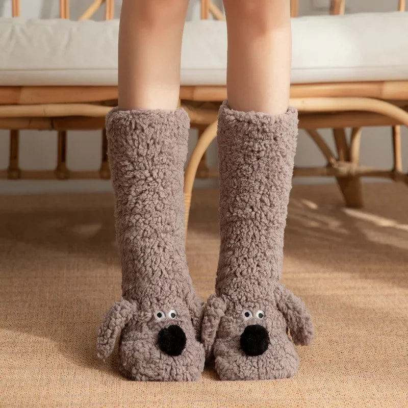 Kuschelige Lammsocken für Mädchen – Weiche, rutschfeste, warme Wintersocken mit Plüschfutter und niedlichem Design