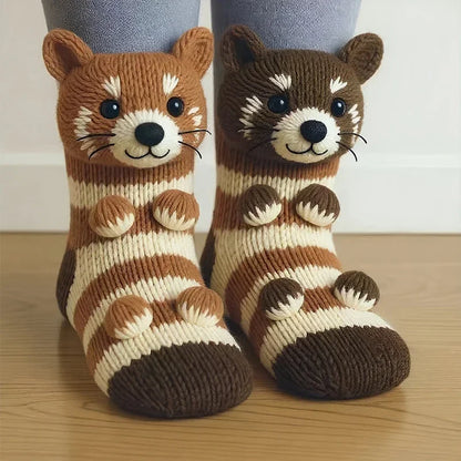 3D-Stricksocken mit Tiermotiven – niedlich, kuschelig, dick und warm – ideal für Frauen, Teenager und Kinder – perfekt als Geschenk für Zuhause, Winter, Feiertage oder Weihnachten.