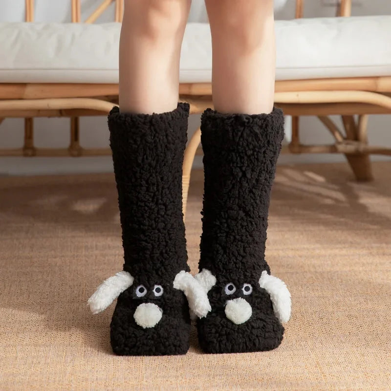 Kuschelige Lammsocken für Mädchen – Weiche, rutschfeste, warme Wintersocken mit Plüschfutter und niedlichem Design
