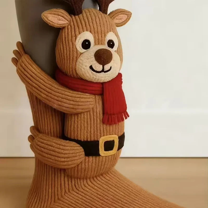 3D-Stricksocken mit Tiermotiven – niedlich, kuschelig, dick und warm – ideal für Frauen, Teenager und Kinder – perfekt als Geschenk für Zuhause, Winter, Feiertage oder Weihnachten.