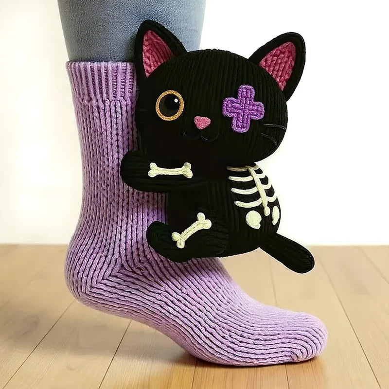 3D-Stricksocken mit Tiermotiven – niedlich, kuschelig, dick und warm – ideal für Frauen, Teenager und Kinder – perfekt als Geschenk für Zuhause, Winter, Feiertage oder Weihnachten.