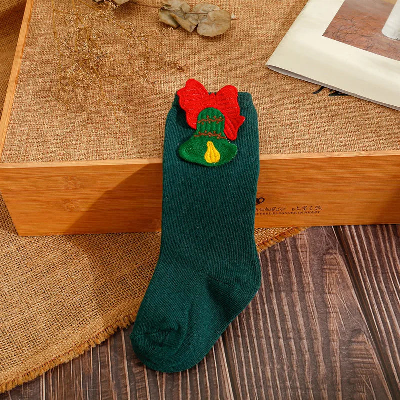 Winterliche Weihnachtsstrümpfe mit niedlicher Stitch-Figur, einfarbig, für Babys und Kinder – Accessoires