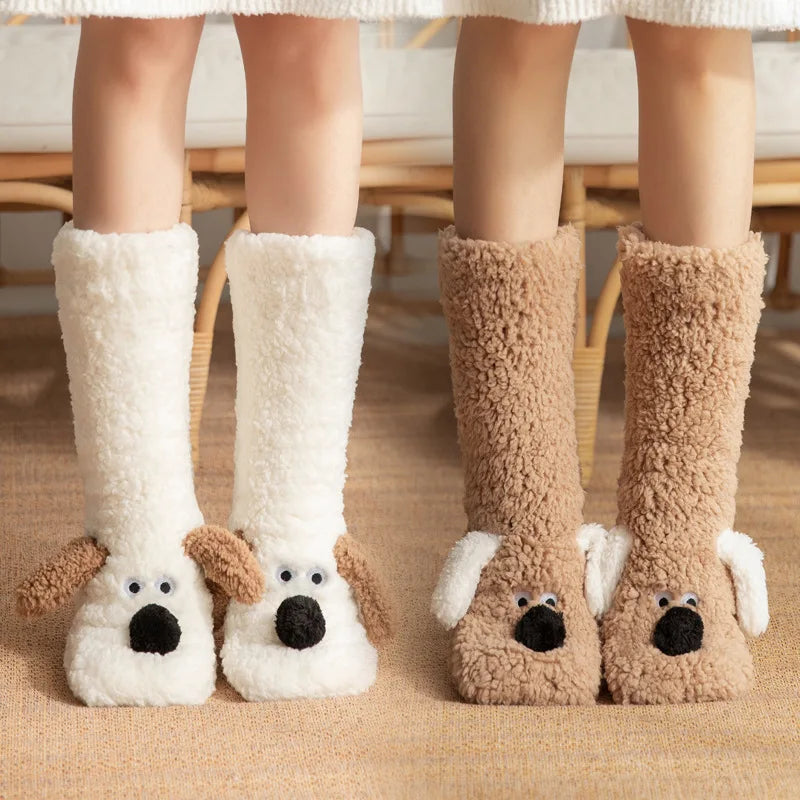 Kuschelige Lammsocken für Mädchen – Weiche, rutschfeste, warme Wintersocken mit Plüschfutter und niedlichem Design