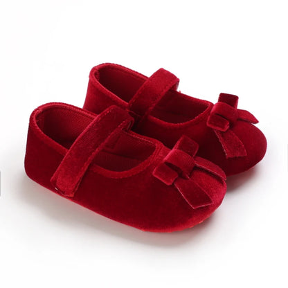 Mädchen-Babyschuhe für Frühling und Herbst, klassisch-modisch, mit süßer Schleife, Prinzessinnenschuhe mit rutschfester Gummisohle, bequemer
