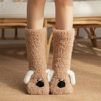 Kuschelige Lammsocken für Mädchen – Weiche, rutschfeste, warme Wintersocken mit Plüschfutter und niedlichem Design