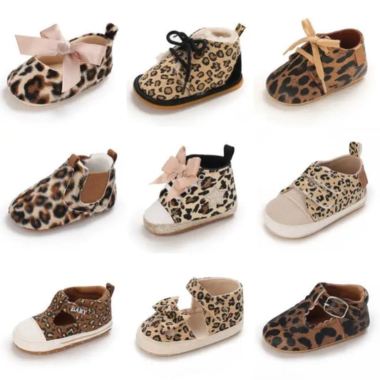 Babyschuhe für Neugeborene, Mädchen, niedliches Leopardenmuster
