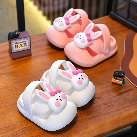Niedliche Sommer-Kinderpantoffeln mit Hasenmotiv, Cartoon-Outdoor-Clogs für Mädchen und Kleinkinder, wasserdicht, rutschfest, EVA, Strandschuhe