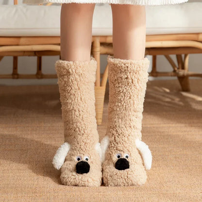 Kuschelige Lammsocken für Mädchen – Weiche, rutschfeste, warme Wintersocken mit Plüschfutter und niedlichem Design